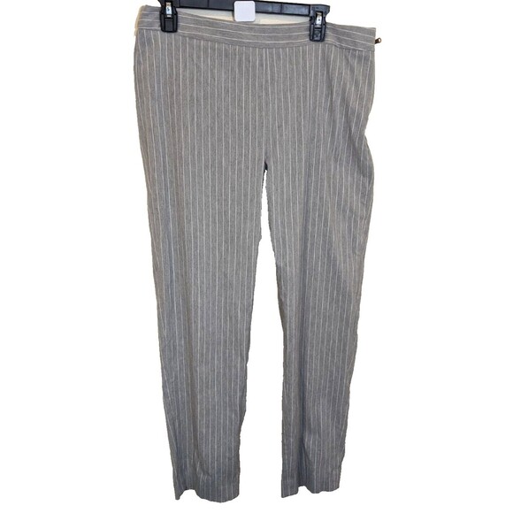 Donna Karan DKNY Striped Pants Gray High Rise Side Zip Business Casual Size 12 - Picture 1 of 9
